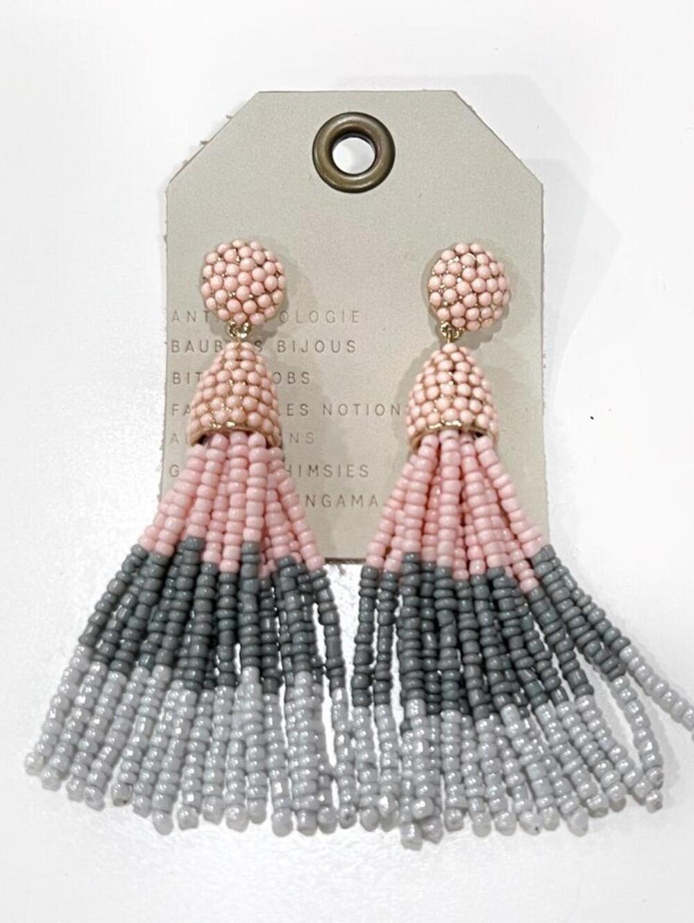 Anthropologie Beaded Tassel Earrings
